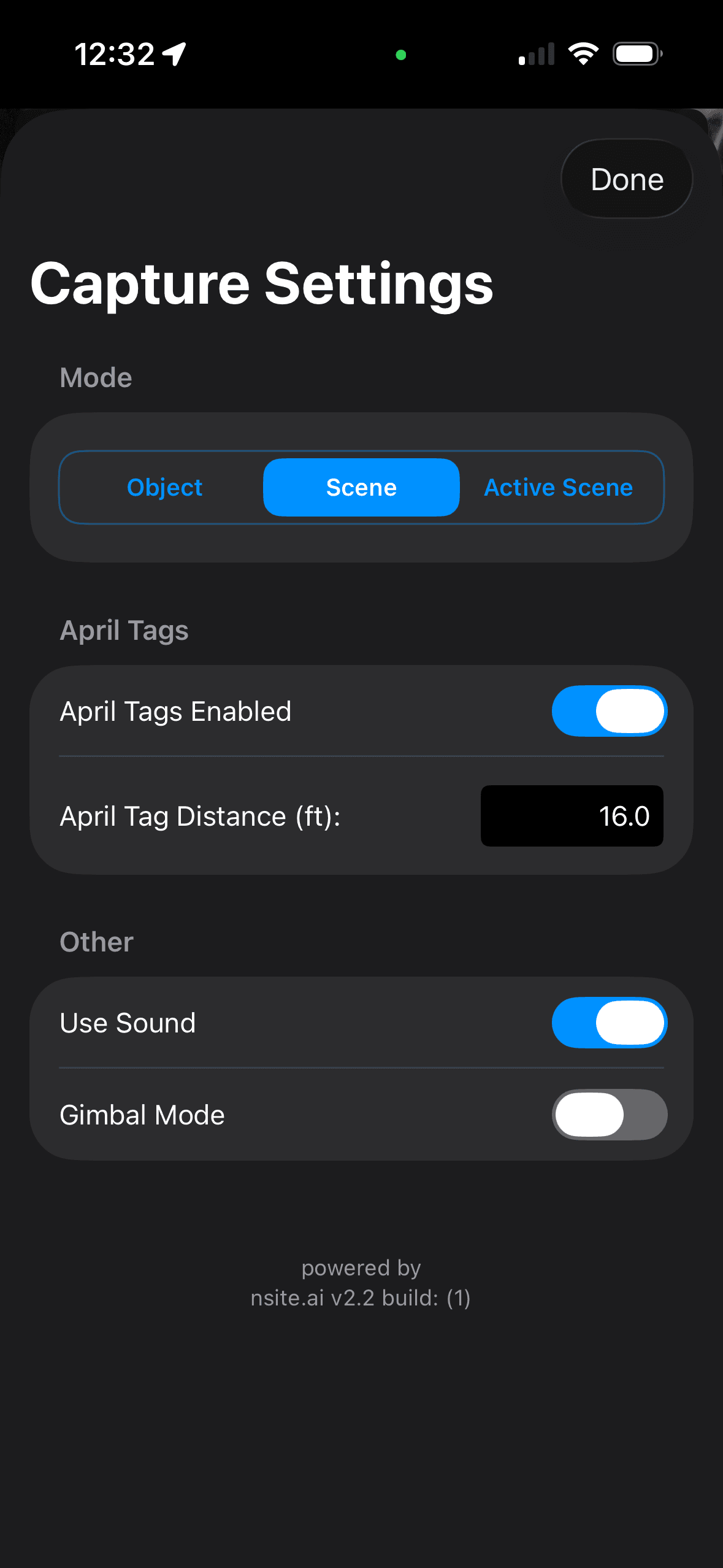 Scene capture mode settings